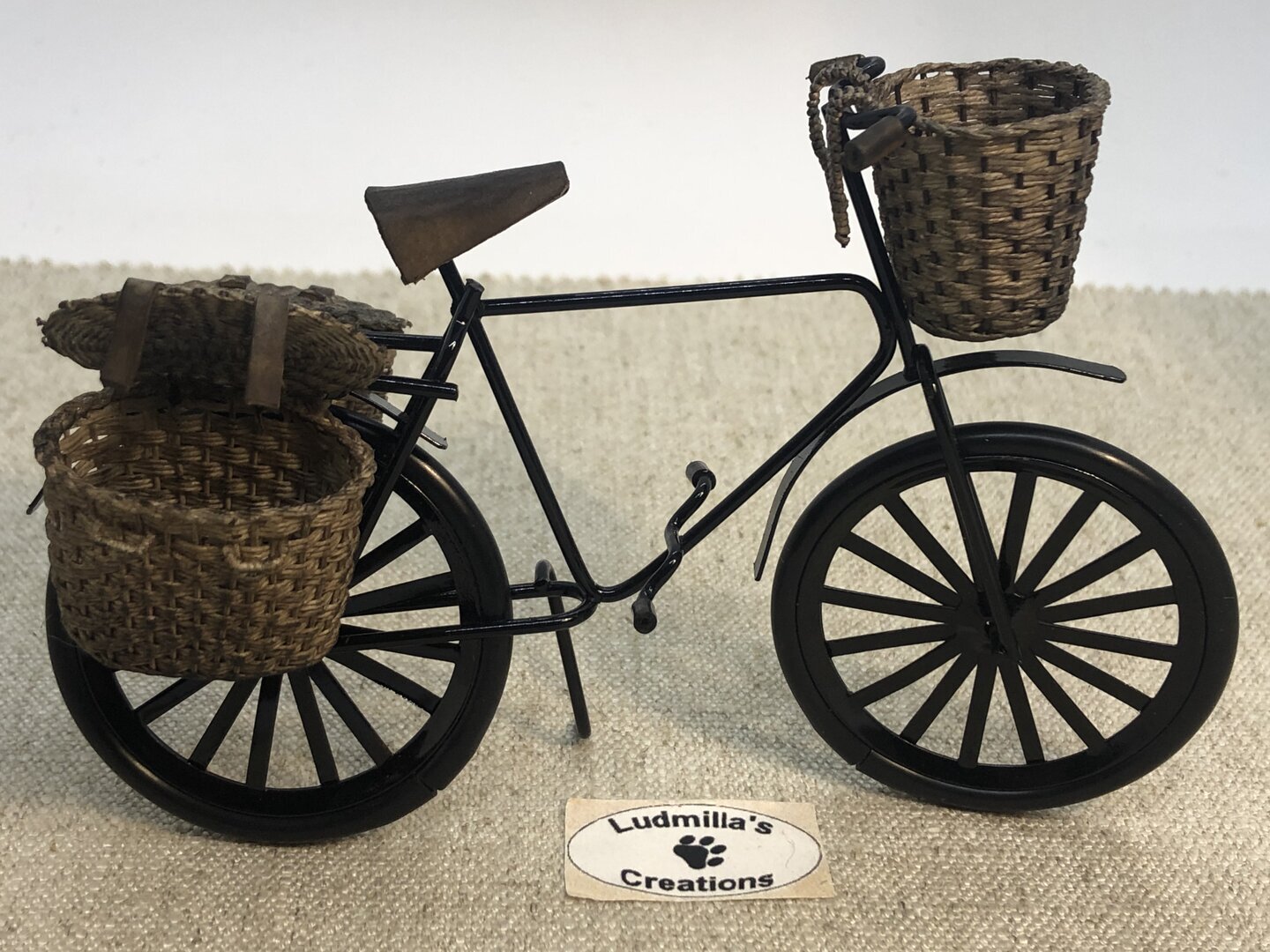 Old bicycle with rear lidden baskets